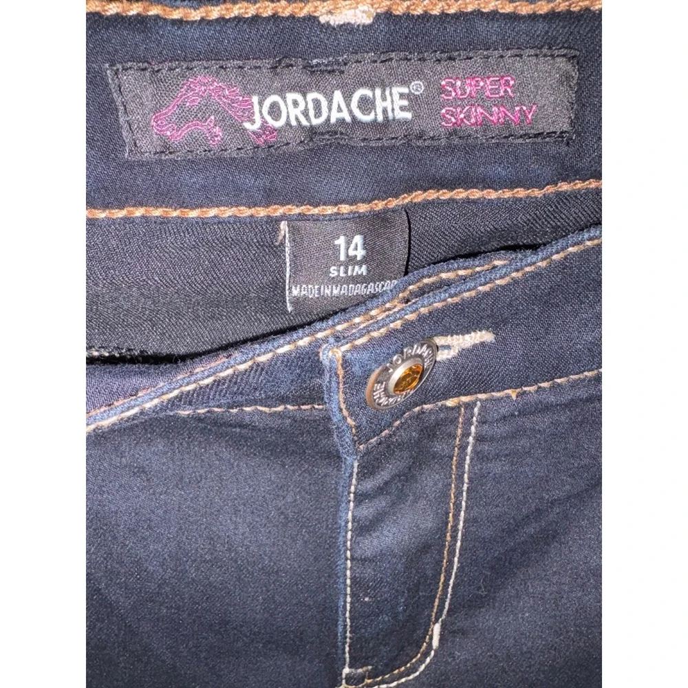 Jordache Girls Super Skinny Jeans Dark Indigo Slim Fit Denim Size 14 Slim